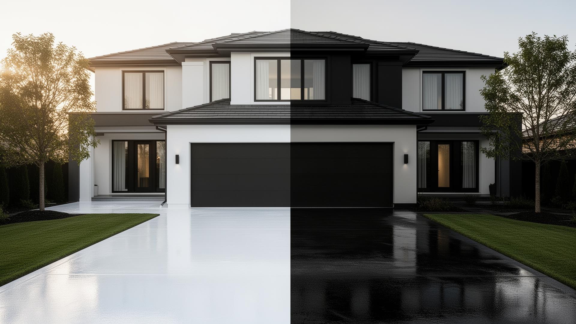 Freshly pressure-washed luxury home and driveway